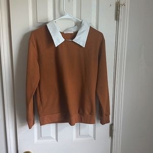 Light brown sweater with a White Collar